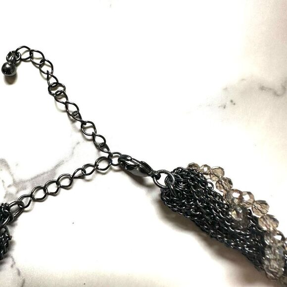 Multi strand chain and crystal twisted necklace - Picture 7 of 9